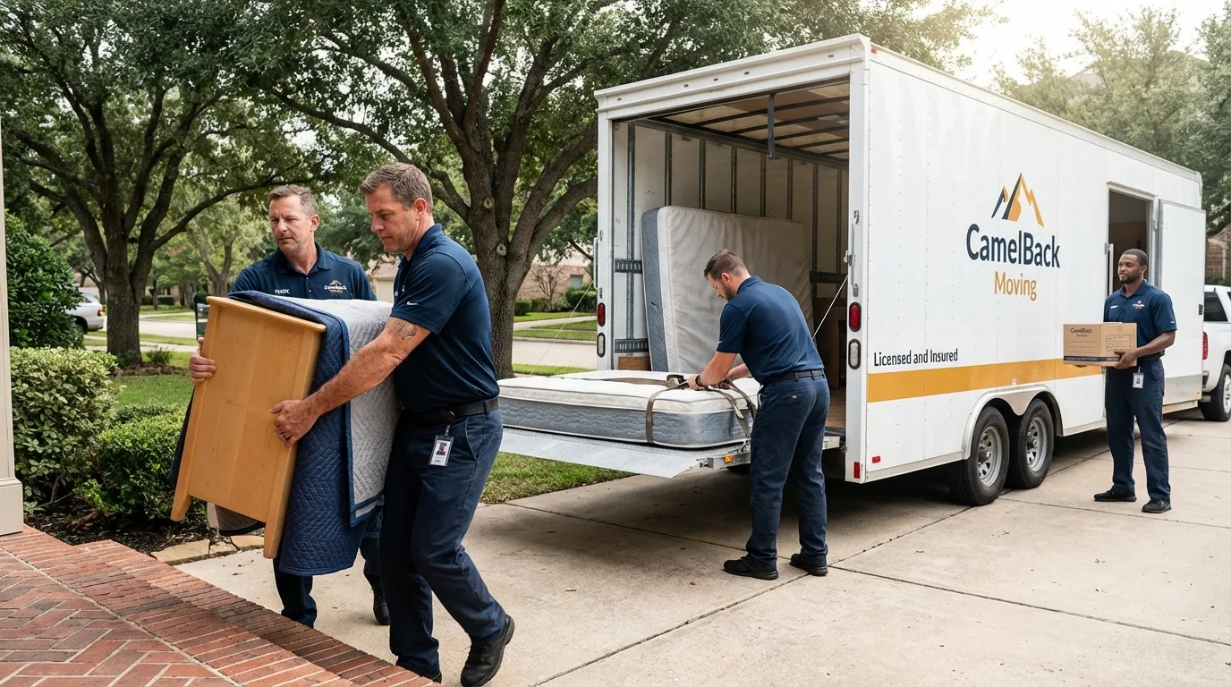 Crew loading residential truck for cross-state move from Fort Meade, FL