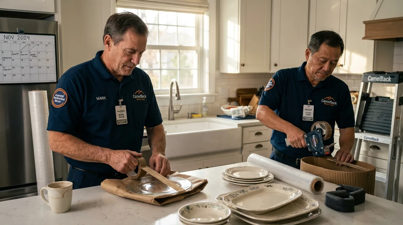 Professional crew packing kitchen dishware in Fort Meade, FL